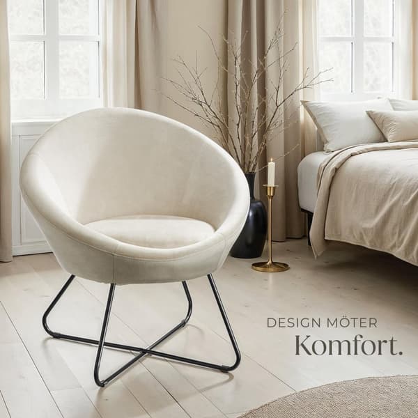 Vadderad fåtölj Centera - Sammetslook Beige