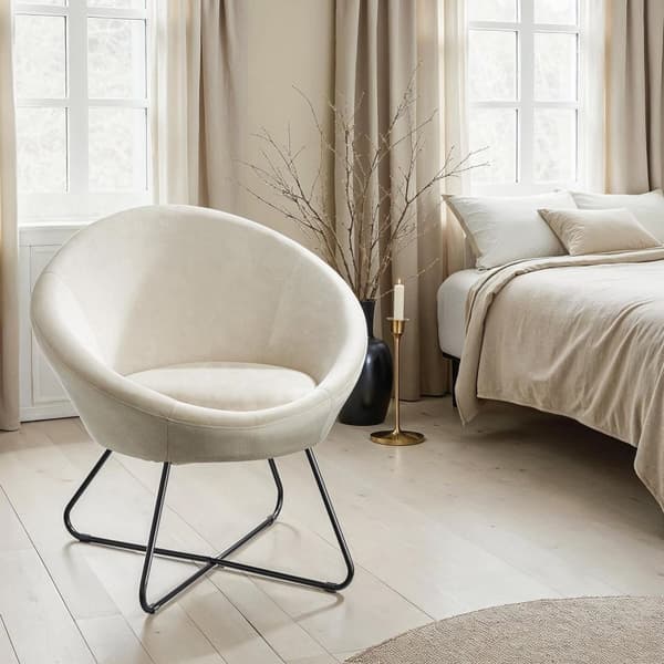 Lænestol Centera, polstret, rund - Velour beige