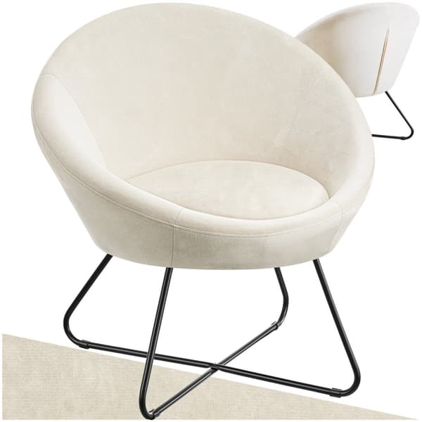Lænestol Centera, polstret, rund - Velour beige