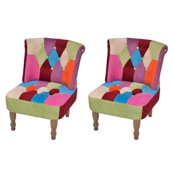 vidaXL fransk stol 2 stk. med patchwork-design stof