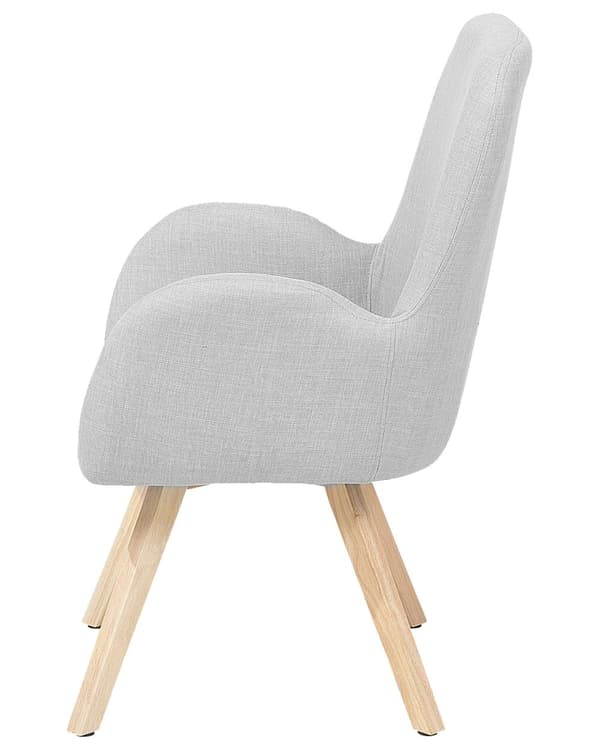 Fåtölj Ljusgrå Tyg Klädd Modern Klubbstol med Armstöd Träben