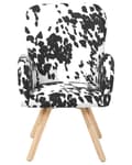Miniatyrbild 4 av 11: Fåtölj Svart/Vit Tyg Klädd Modern Klubbstol med Armstöd Träben
