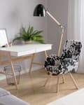 Miniatyrbild 2 av 11: Fåtölj Svart/Vit Tyg Klädd Modern Klubbstol med Armstöd Träben