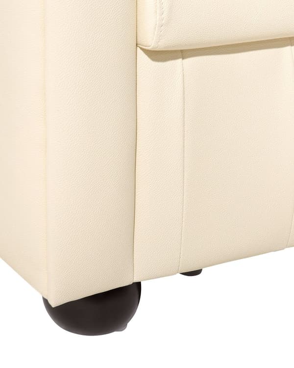 Fåtölj Chesterfield Krämvit Läder Tuftad Mörka Träben Modern Traditionell Vardagsrum