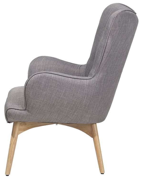 Fåtölj med Fotpall Ljusgrå Tyg Dekorativa Knappar Modern Stil