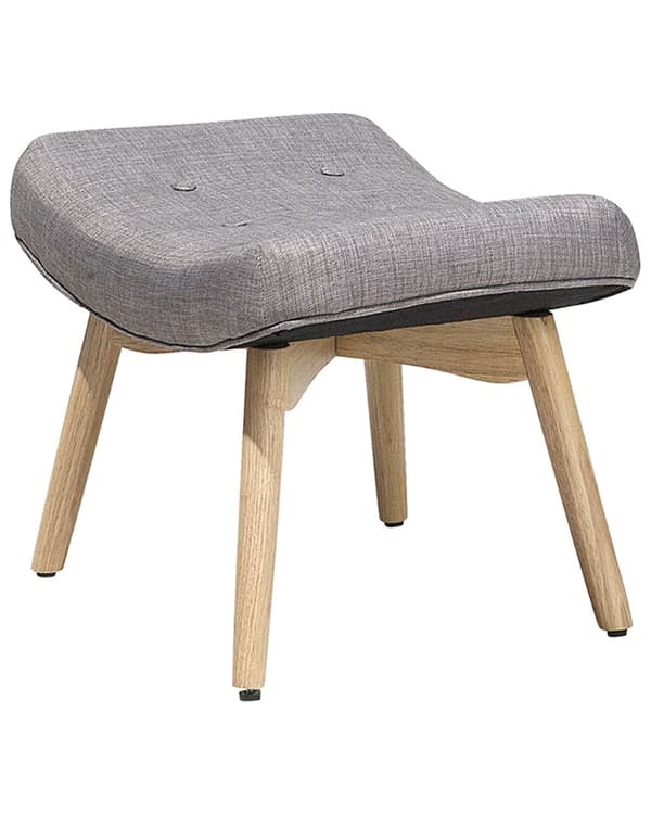 Fåtölj med Fotpall Ljusgrå Tyg Dekorativa Knappar Modern Stil