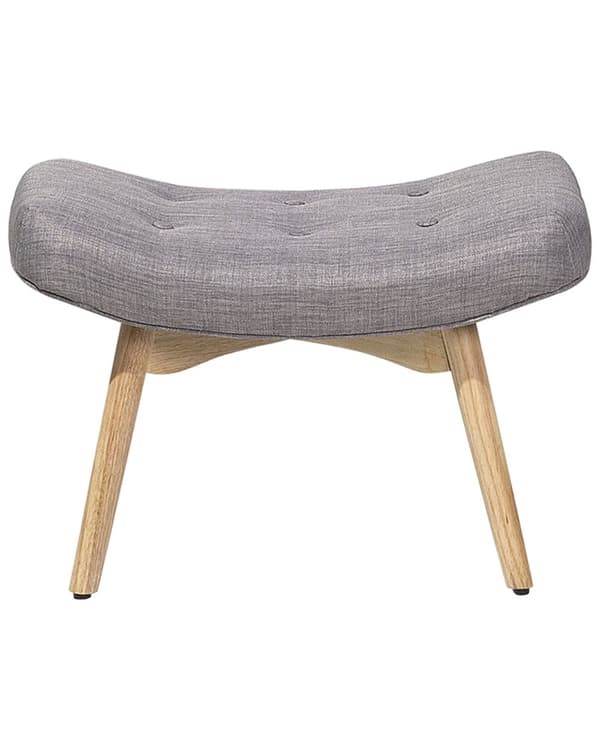 Fåtölj med Fotpall Ljusgrå Tyg Dekorativa Knappar Modern Stil