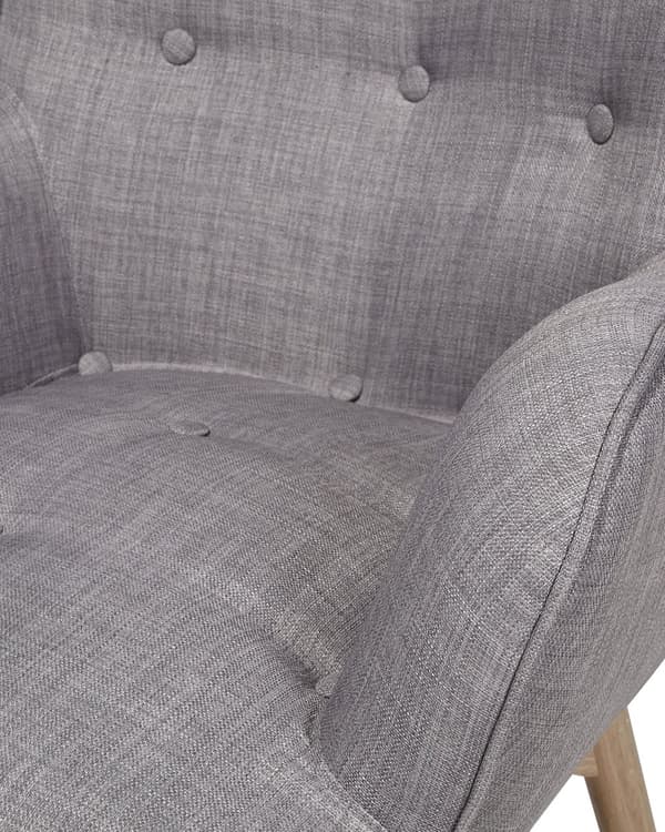 Fåtölj med Fotpall Ljusgrå Tyg Dekorativa Knappar Modern Stil