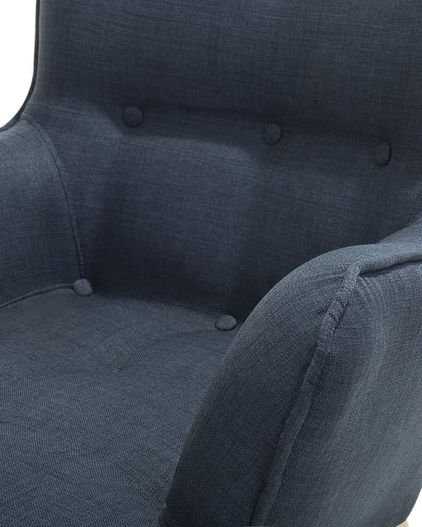 Fåtölj med Fotpall Mörkblå Tyg Dekorativa Knappar Modern Stil