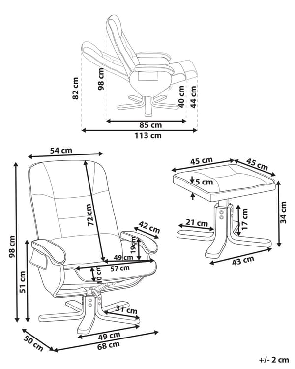 Kontorsstol Beige med Fotpall Konstläder Massage- och Värmefunktion Justerbar Kontor