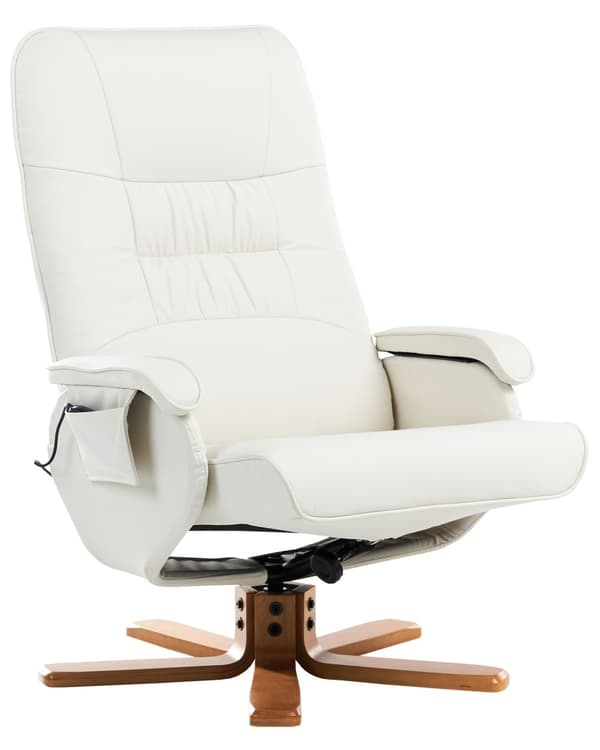 Kontorsstol Beige med Fotpall Konstläder Massage- och Värmefunktion Justerbar Kontor