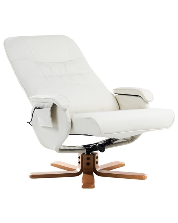 Kontorsstol Beige med Fotpall Konstläder Massage- och Värmefunktion Justerbar Kontor