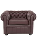 Pikkukuva 4 / 9: Nojatuoli ruskea 108 x 70 x 80 cm nahkaverhoilu chesterfield napitettu