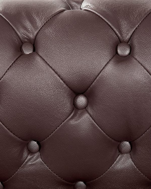 Nojatuoli ruskea 108 x 70 x 80 cm nahkaverhoilu chesterfield napitettu