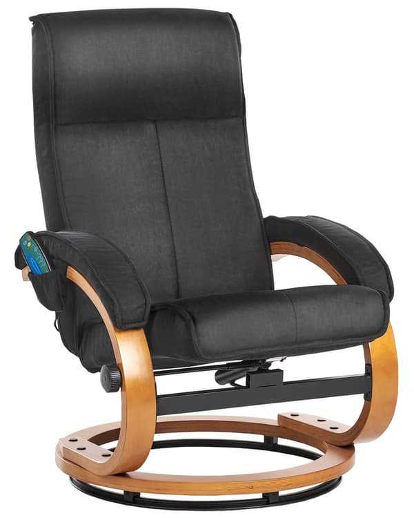 Kontorsstol Svart med Fotpall Polyestertyg Klädd Träram Massage- och Värmefunktion Retro Design