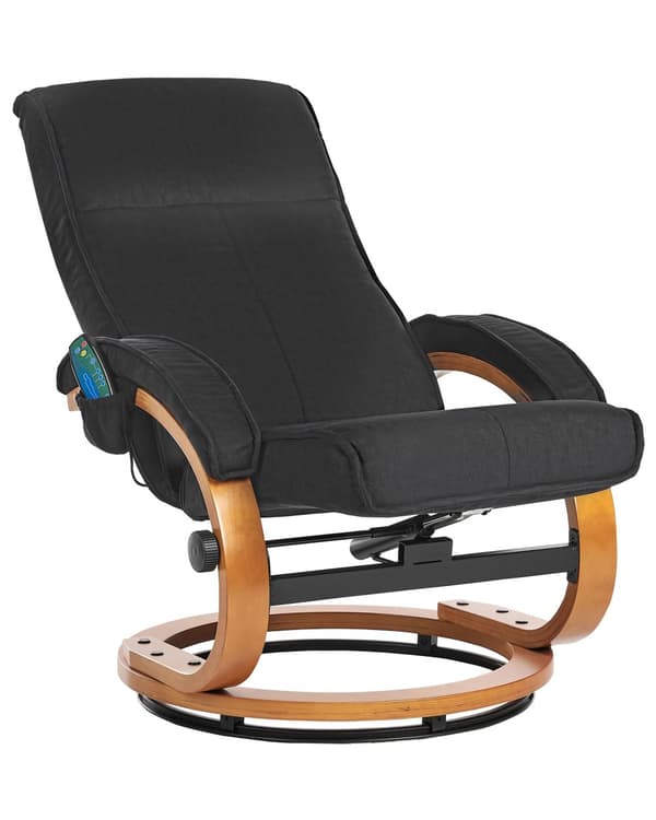 Kontorsstol Svart med Fotpall Polyestertyg Klädd Träram Massage- och Värmefunktion Retro Design