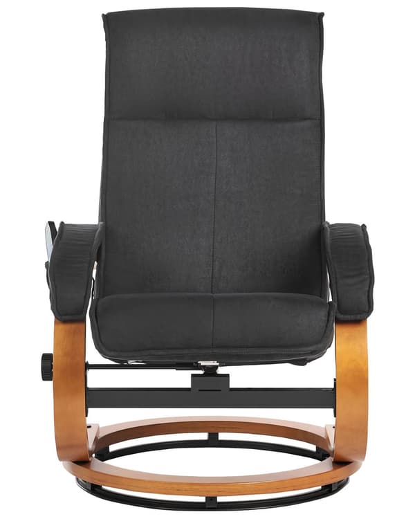 Kontorsstol Svart med Fotpall Polyestertyg Klädd Träram Massage- och Värmefunktion Retro Design