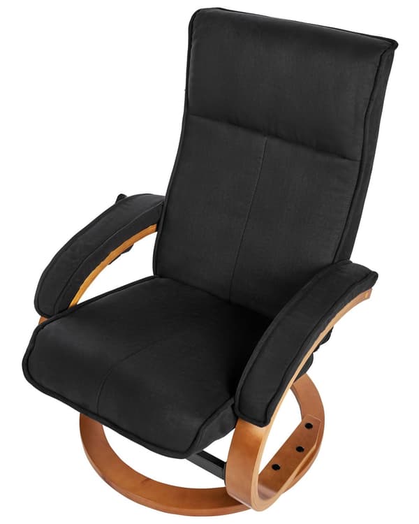 Kontorsstol Svart med Fotpall Polyestertyg Klädd Träram Massage- och Värmefunktion Retro Design