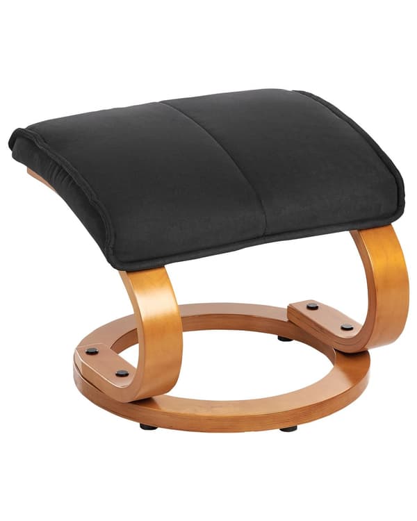 Kontorsstol Svart med Fotpall Polyestertyg Klädd Träram Massage- och Värmefunktion Retro Design