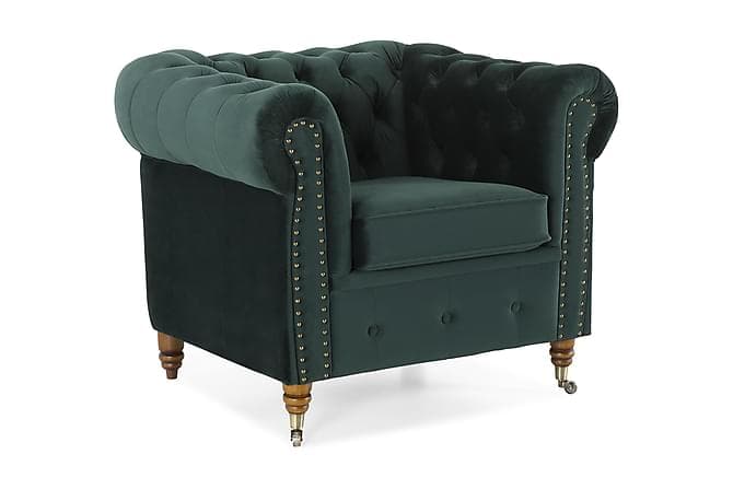 CHESTERFIELD DELUXE Fåtölj Sammet Mörkgrön