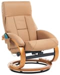 Miniatyrbild 5 av 11: Kontorsstol Beige med Fotpall Konstläder Klädd Massage- och Värmefunktion Träram Justerbar Retro Design