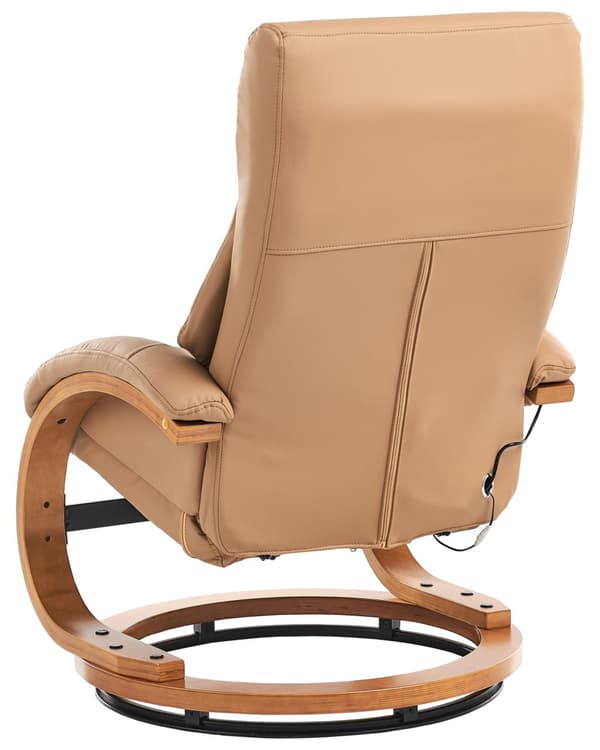 Kontorsstol Beige med Fotpall Konstläder Klädd Massage- och Värmefunktion Träram Justerbar Retro Design