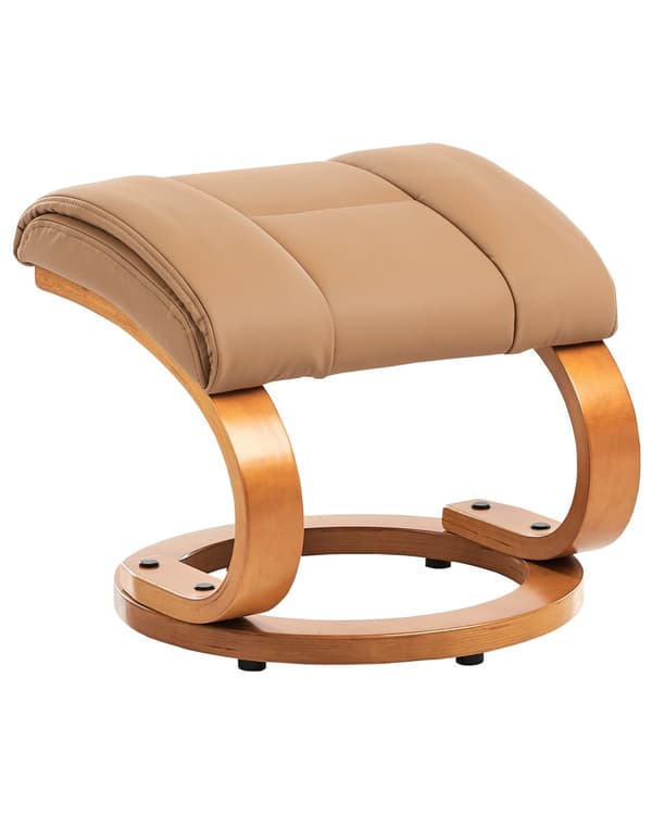 Kontorsstol Beige med Fotpall Konstläder Klädd Massage- och Värmefunktion Träram Justerbar Retro Design