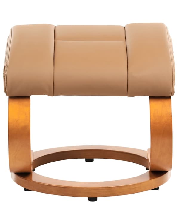 Kontorsstol Beige med Fotpall Konstläder Klädd Massage- och Värmefunktion Träram Justerbar Retro Design