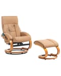 Miniatyrbild 1 av 11: Kontorsstol Beige med Fotpall Konstläder Klädd Massage- och Värmefunktion Träram Justerbar Retro Design