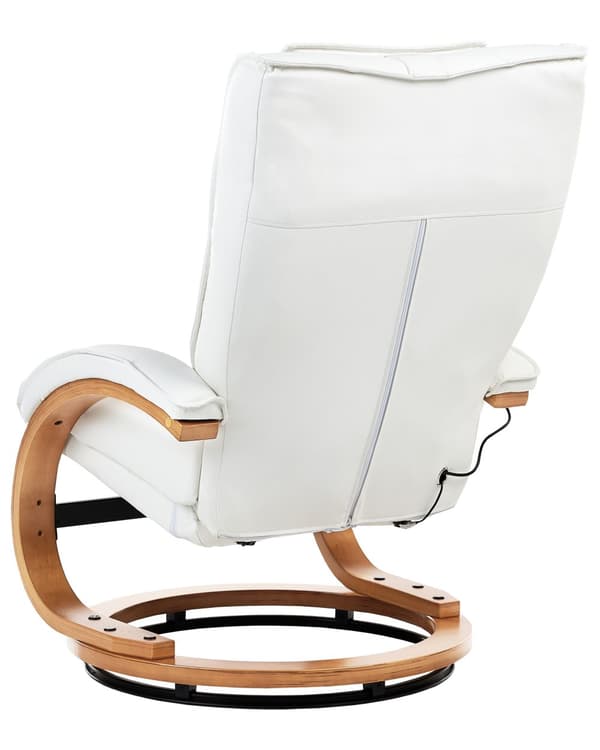 Kontorsstol Vit med Fotpall Konstläder Massage- och Värmefunktion Justerbar Träram Retro Design