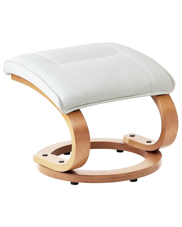 Kontorsstol Vit med Fotpall Konstläder Massage- och Värmefunktion Justerbar Träram Retro Design