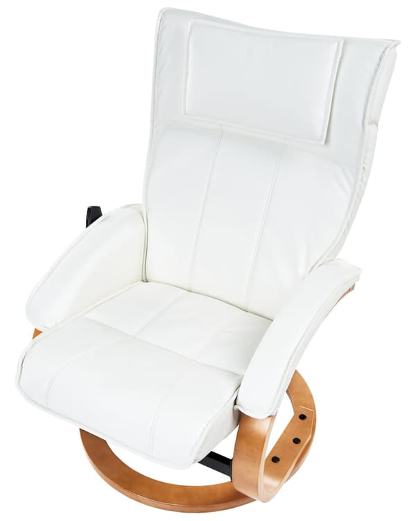 Kontorsstol Vit med Fotpall Konstläder Massage- och Värmefunktion Justerbar Träram Retro Design