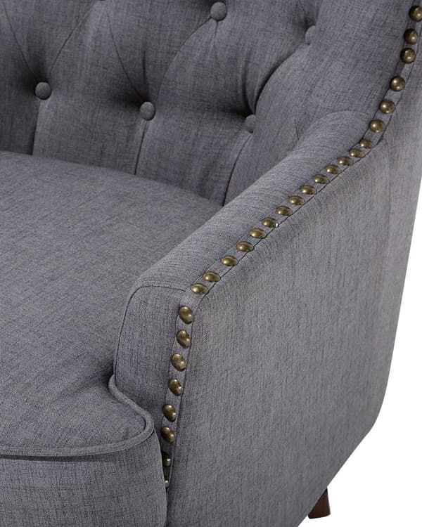 Fåtölj Mörkgrå Knappar Tuftad Svarta Ben Dekorativ Chesterfield Stil Vardagsrum