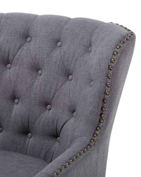 Fåtölj Mörkgrå Knappar Tuftad Svarta Ben Dekorativ Chesterfield Stil Vardagsrum