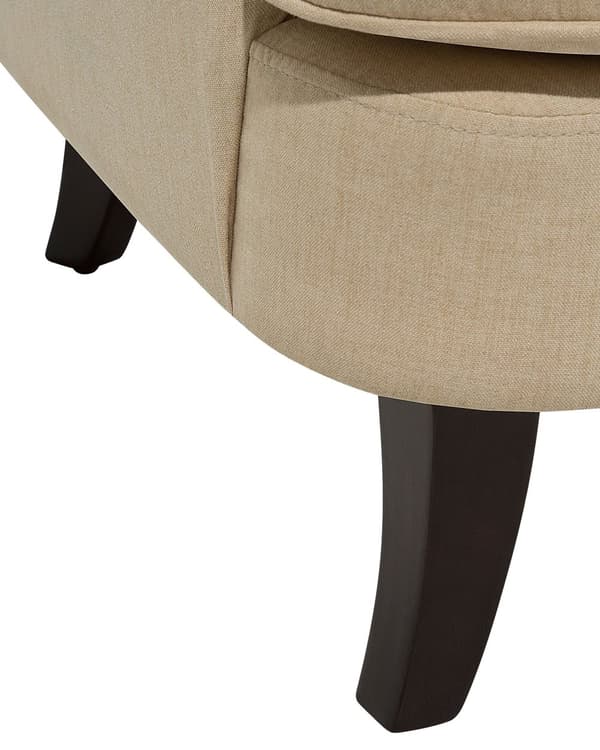 Fåtölj Beige Knappar Tuftad Svarta Ben Dekorativ Chesterfield Stil Vardagsrum