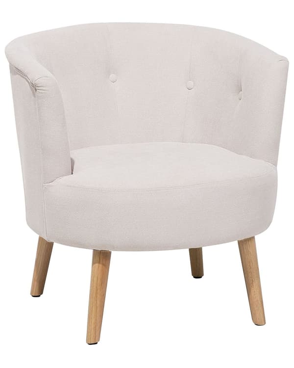 Fåtölj Krämvit Klädsel Rundad Ryggstöd Retro Design