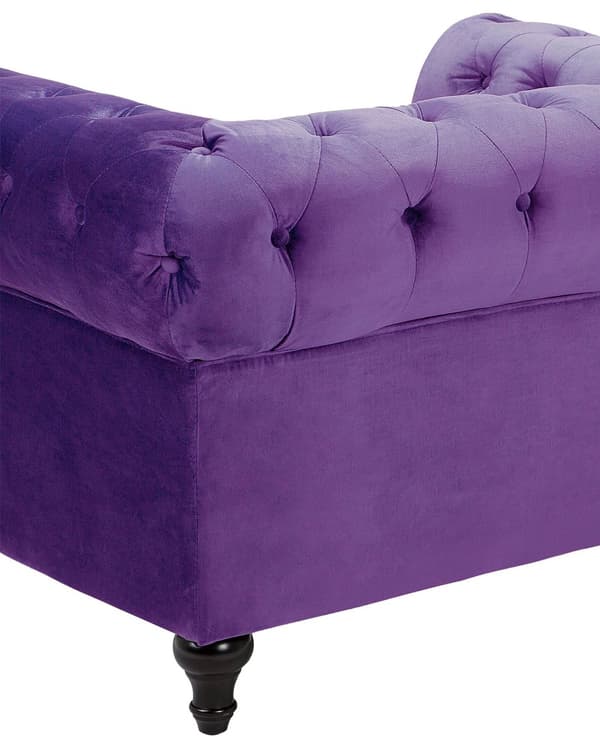 Nojatuoli violetti 110 x 70 x 75 cm samettiverhoilu chesterfield napitettu
