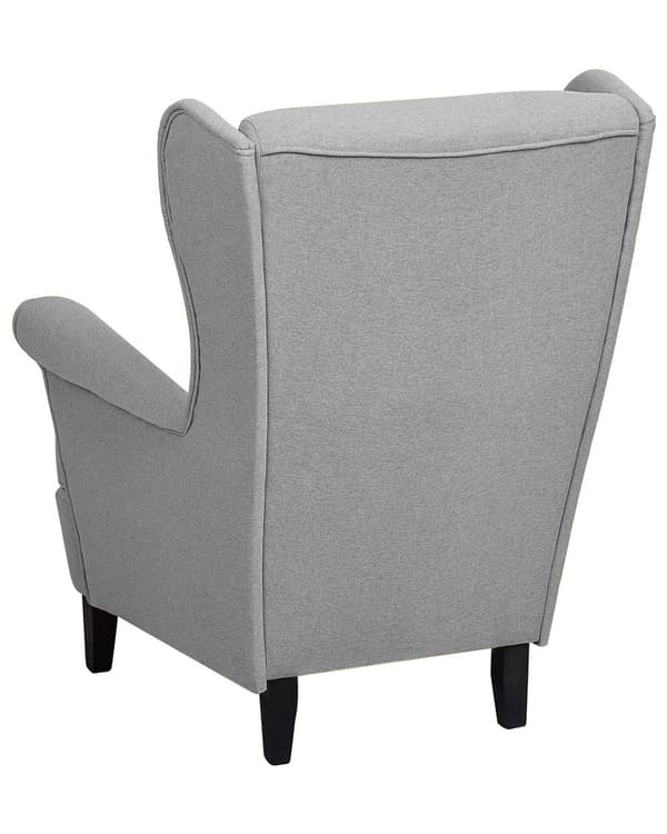 Nojatuoli harmaa kangas verhoiltu kumipuu wingback retro perinteinen tyyli