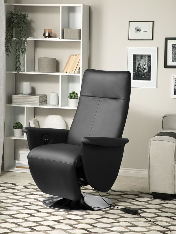 Fåtölj Justerbart Ryggstöd Konstläder Svart Minimalistisk Modern Design