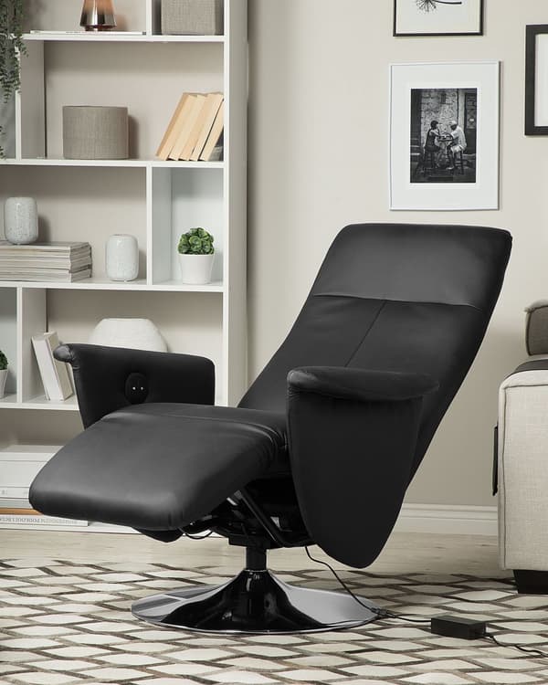 Fåtölj Justerbart Ryggstöd Konstläder Svart Minimalistisk Modern Design