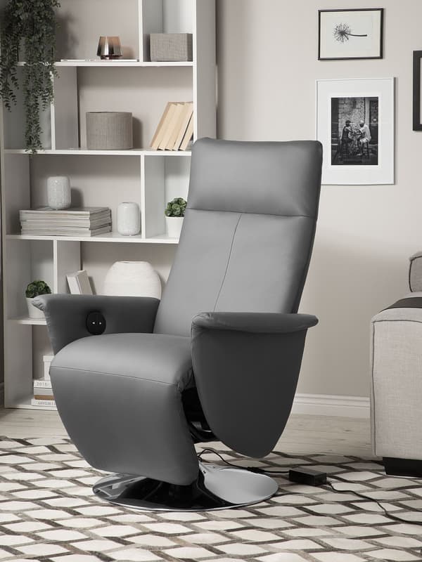 Fåtölj Justerbart Ryggstöd Konstläder Grå Minimalistisk Modern Design