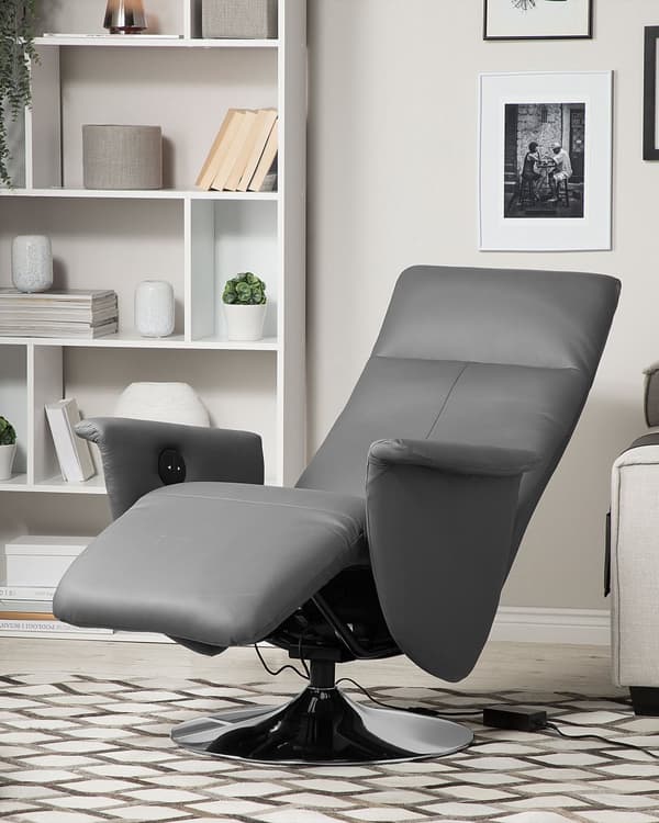 Fåtölj Justerbart Ryggstöd Konstläder Grå Minimalistisk Modern Design