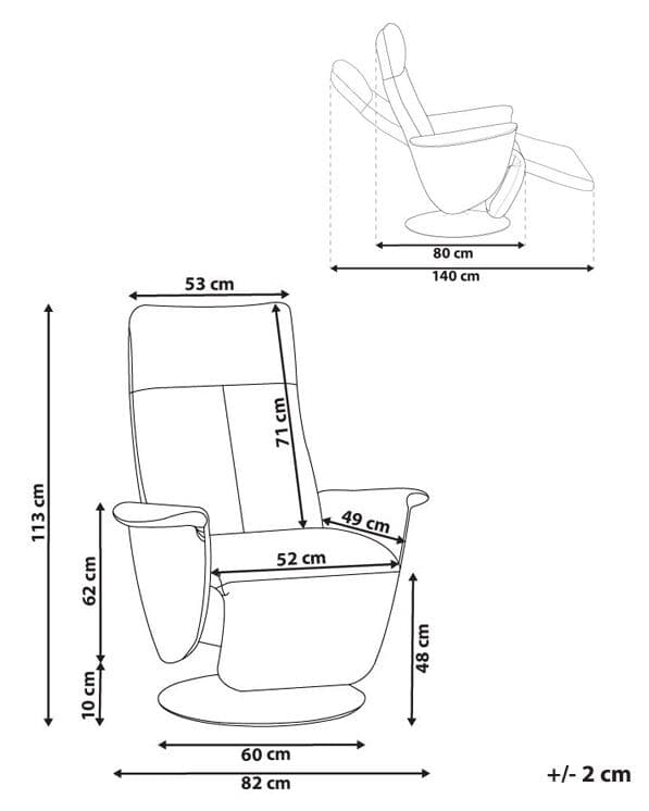 Fåtölj Justerbart Ryggstöd Konstläder Vit Minimalistisk Modern Design