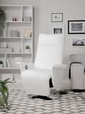 Miniatyrbild 4 av 11: Fåtölj Justerbart Ryggstöd Konstläder Vit Minimalistisk Modern Design
