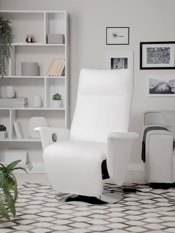 Fåtölj Justerbart Ryggstöd Konstläder Vit Minimalistisk Modern Design
