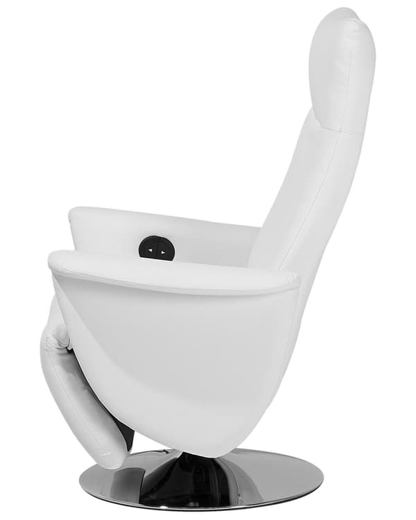 Fåtölj Justerbart Ryggstöd Konstläder Vit Minimalistisk Modern Design