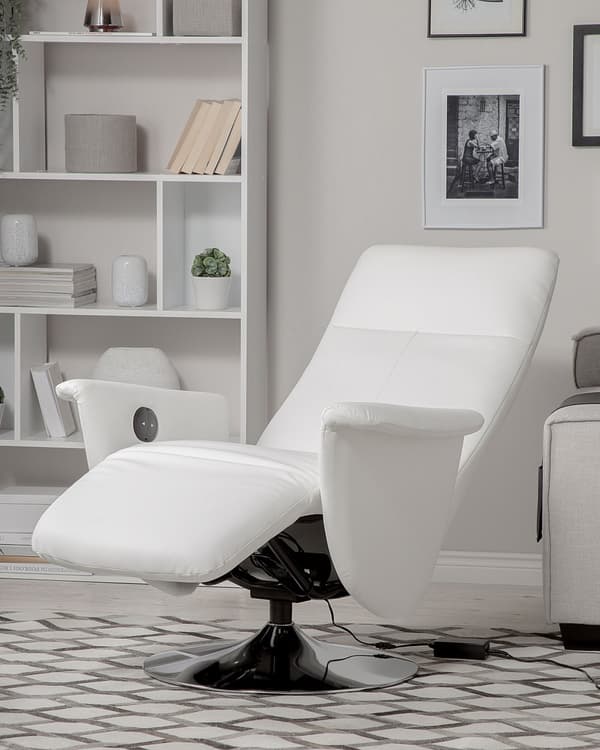 Fåtölj Justerbart Ryggstöd Konstläder Vit Minimalistisk Modern Design