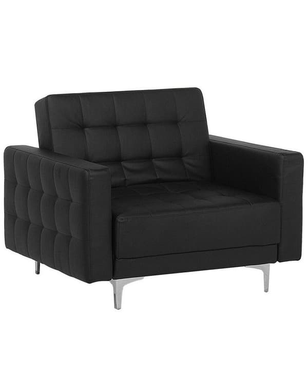 Nojatuoli musta 106 x 88 x 87 cm keinonahkaverhoilu metalli puu säädettävä