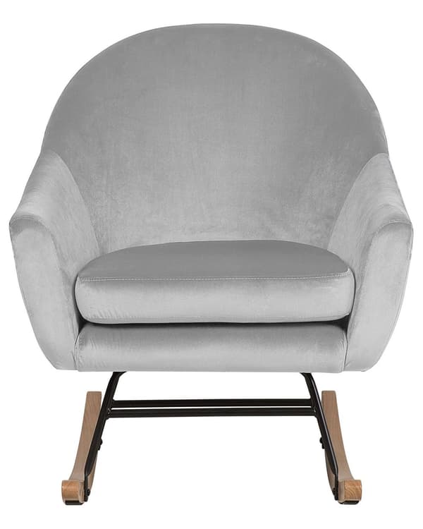 Gungstol Ljusgrå Sammet Gungstolsstomme i Ljusträ Glam Modern Stil