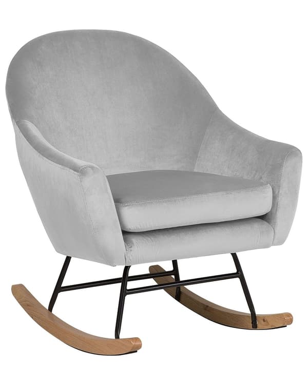 Gungstol Ljusgrå Sammet Gungstolsstomme i Ljusträ Glam Modern Stil